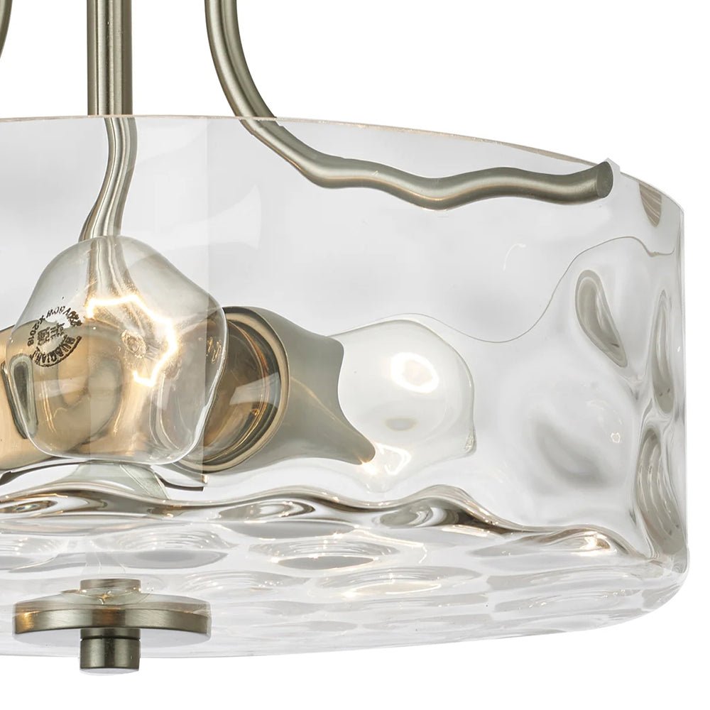 Noreta Modern Nickel Glass Semi Flush Ceiling Light - Lamp Copper
