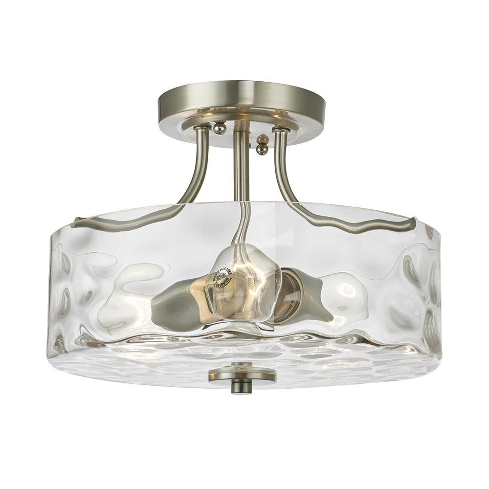 Noreta Modern Nickel Glass Semi Flush Ceiling Light - Lamp Copper
