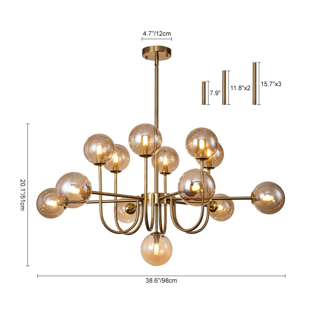 Tindra Modern Sputnik Glass Chandelier - Lamp Copper