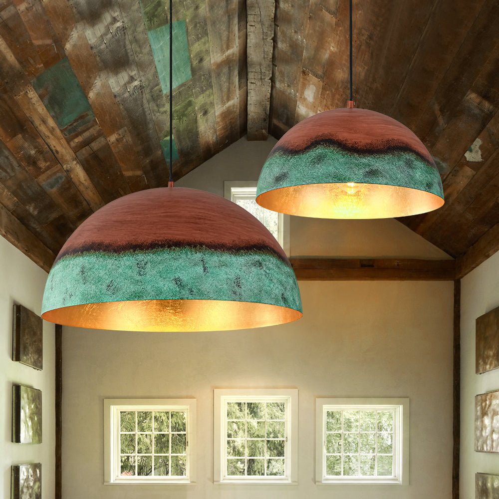 Fjord Oversized Industrial Metal Dome Pendant Light - Lamp Copper