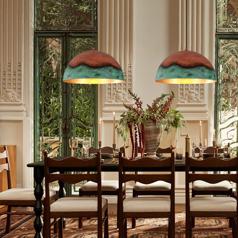 Fjord Oversized Industrial Metal Dome Pendant Light - Lamp Copper
