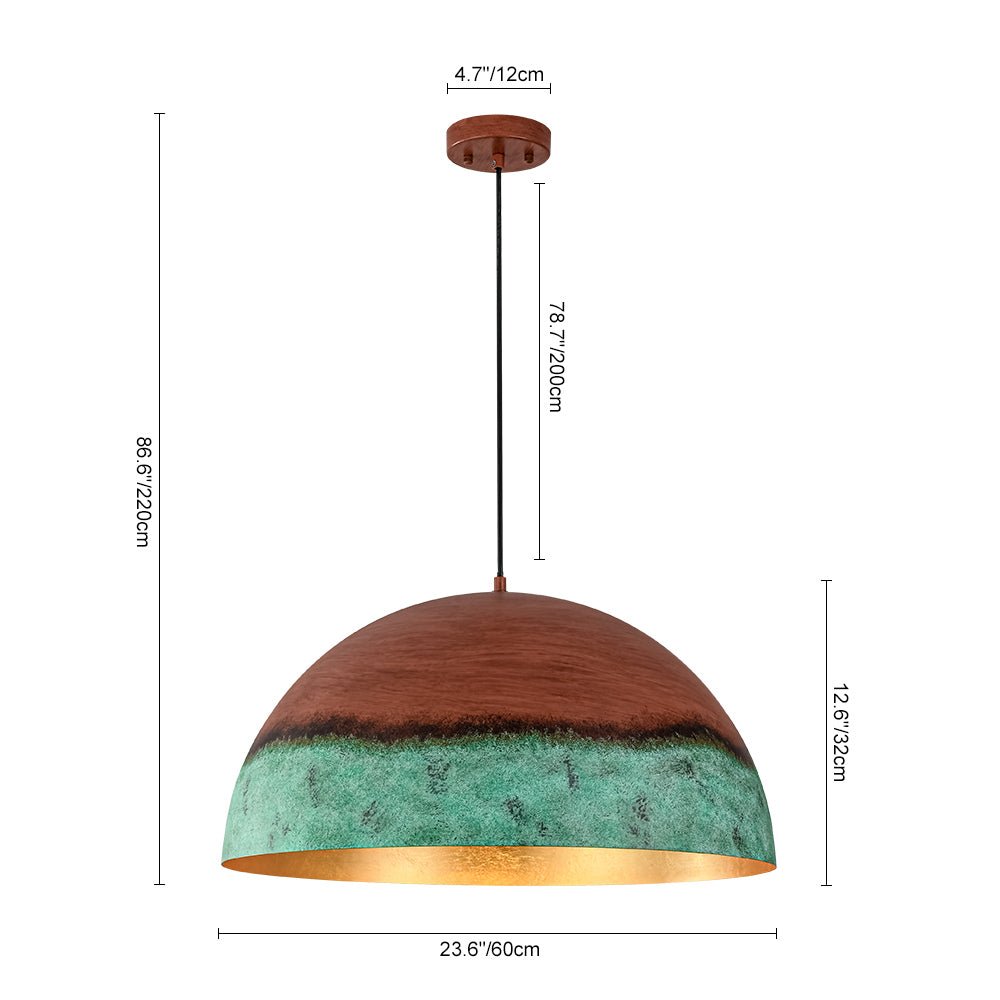 Fjord Oversized Industrial Metal Dome Pendant Light - Lamp Copper