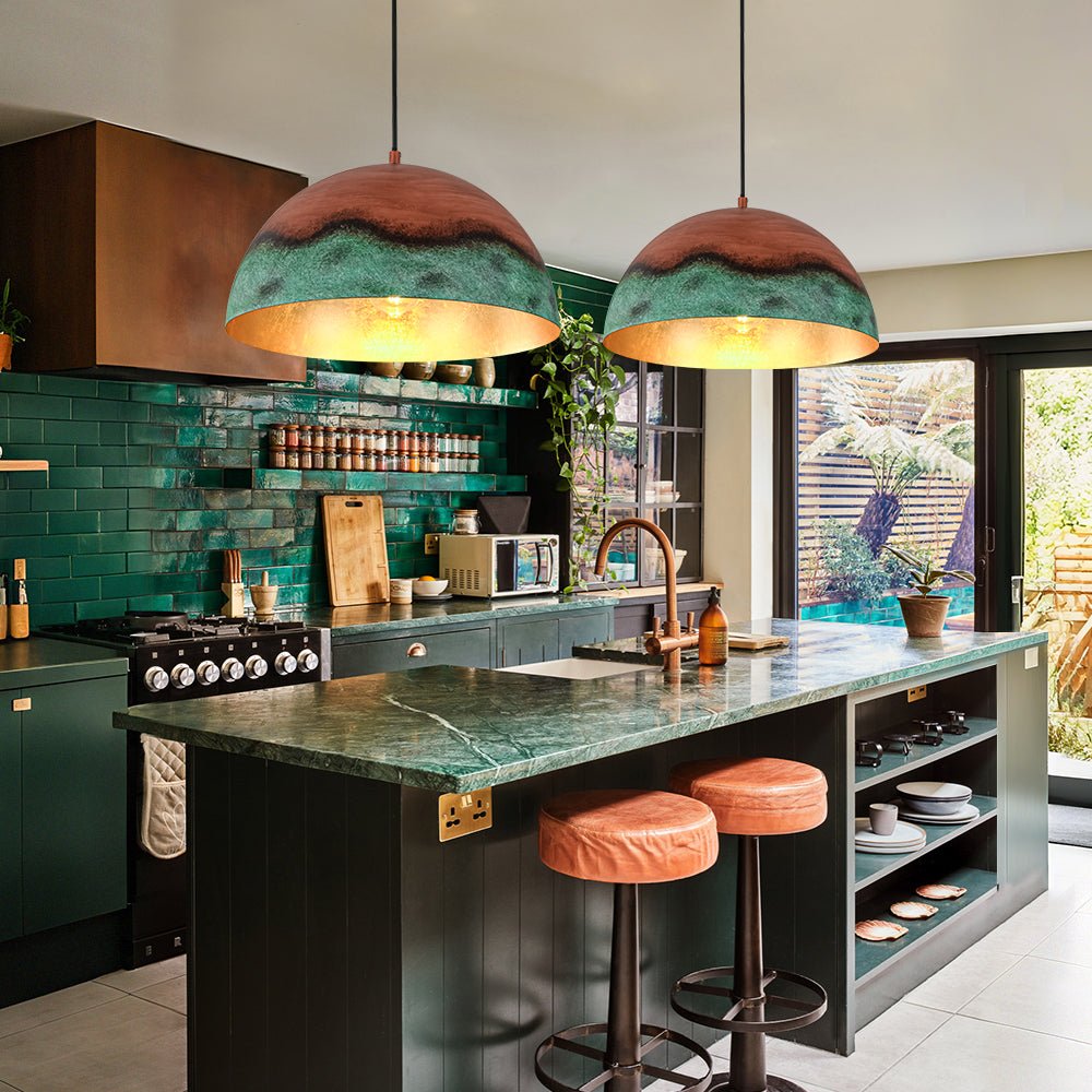 Fjord Oversized Industrial Metal Dome Pendant Light - Lamp Copper