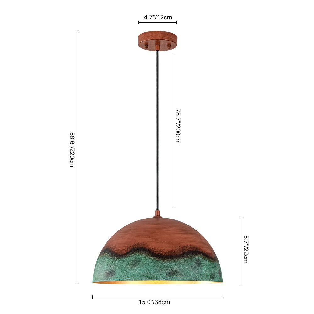 Fjord Oversized Industrial Metal Dome Pendant Light - Lamp Copper