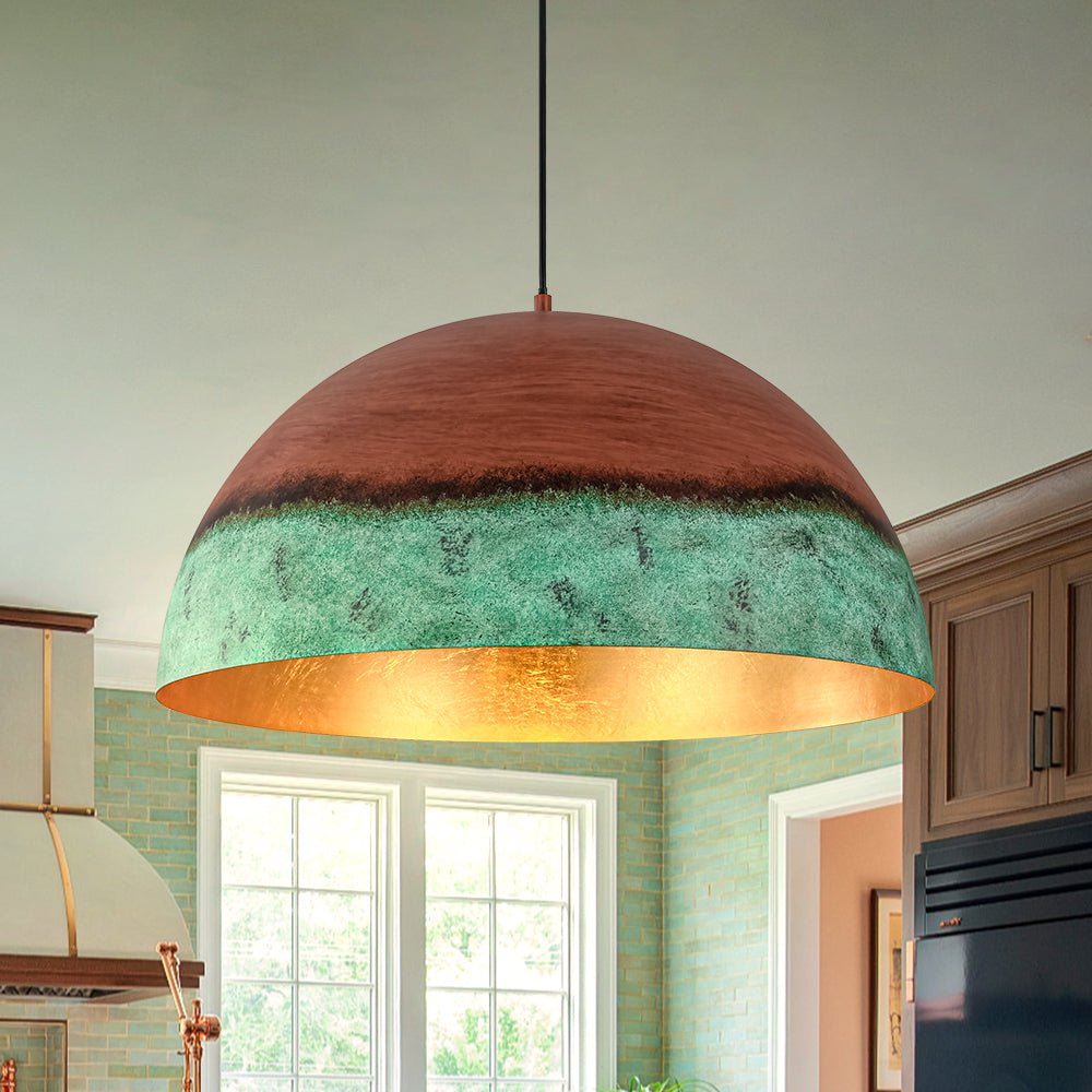 Fjord Oversized Industrial Metal Dome Pendant Light - Lamp Copper