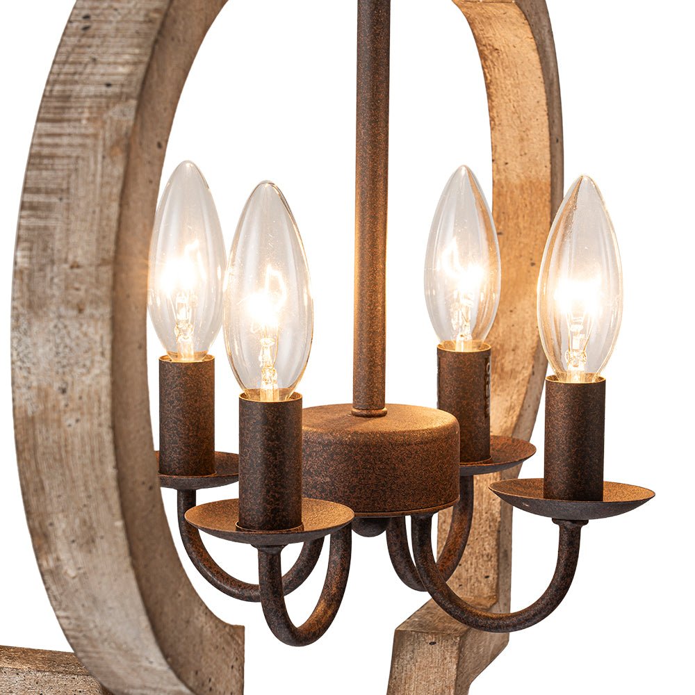 Alvuli Vintage Quatrefoil Wood Chandelier - Lamp Copper
