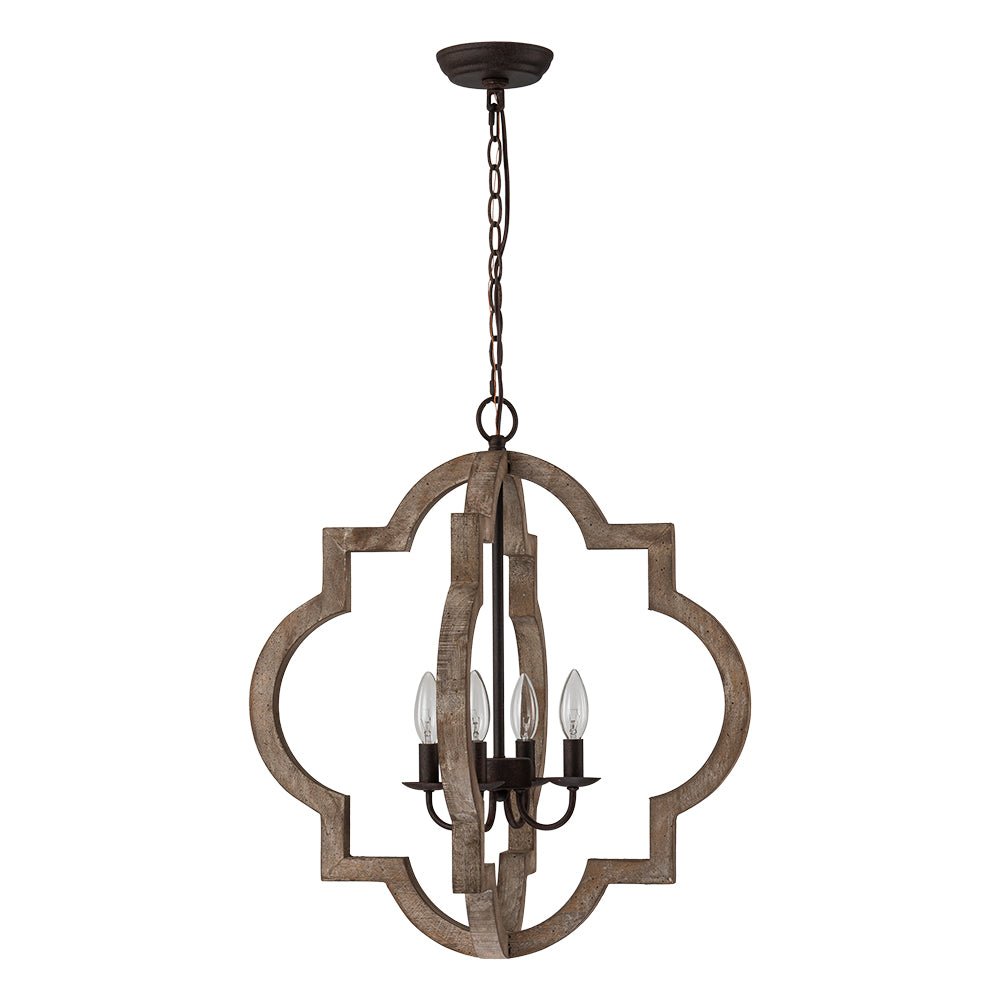 Alvuli Vintage Quatrefoil Wood Chandelier - Lamp Copper