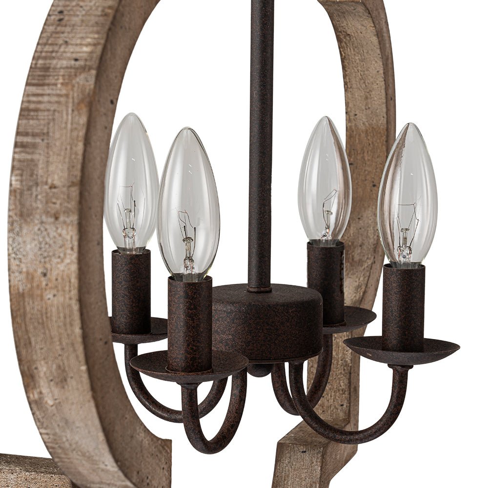 Alvuli Vintage Quatrefoil Wood Chandelier - Lamp Copper