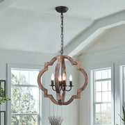 Alvuli Vintage Quatrefoil Wood Chandelier - Lamp Copper