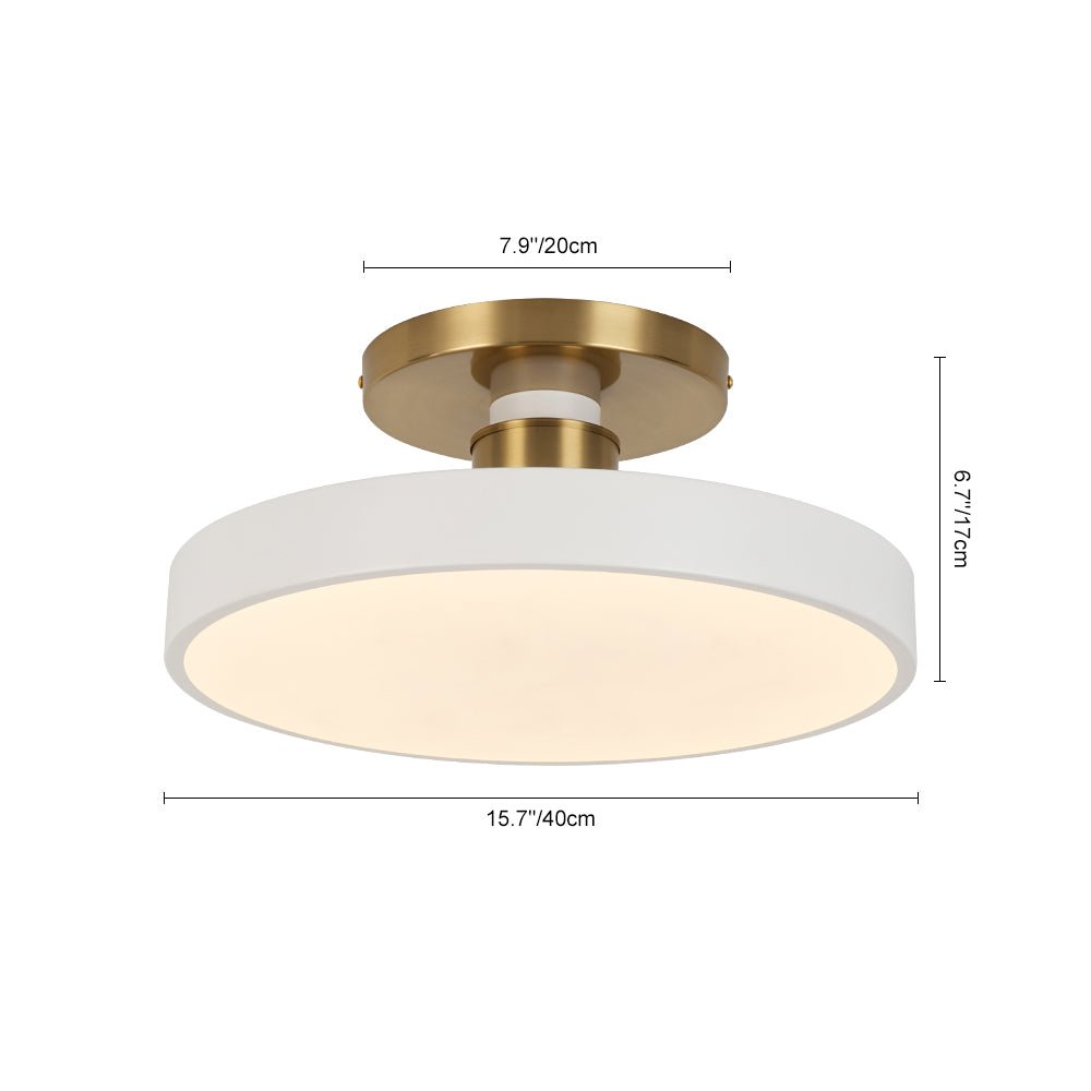 Fljota Scandinavian Brass LED Metal Semi Flush Light - Lamp Copper