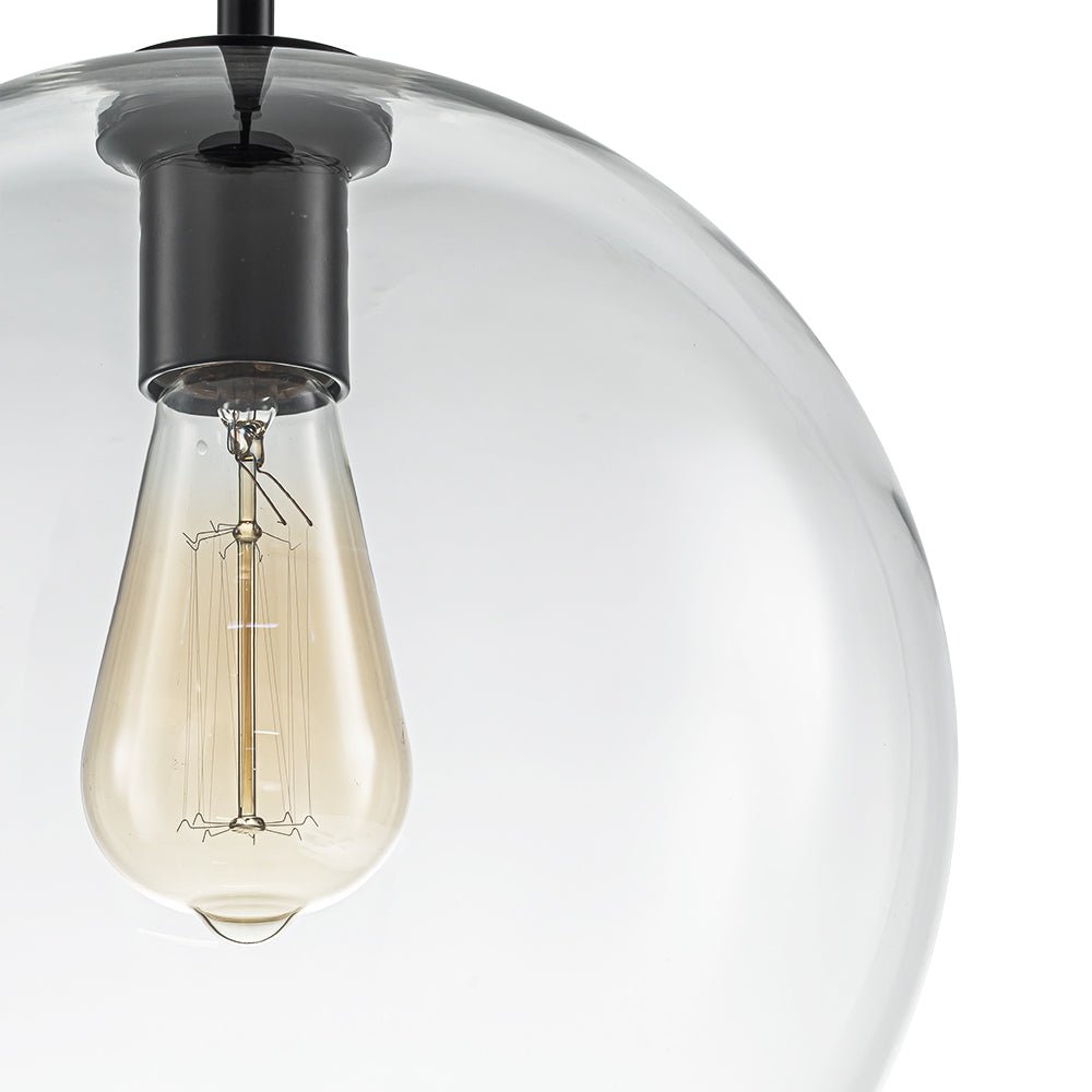 Gloriana Simple Mid-Century Clear Glass Pendant Light - Lamp Copper