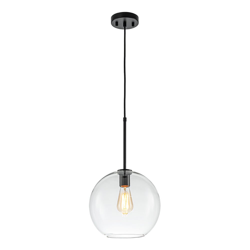 Gloriana Simple Mid-Century Clear Glass Pendant Light - Lamp Copper
