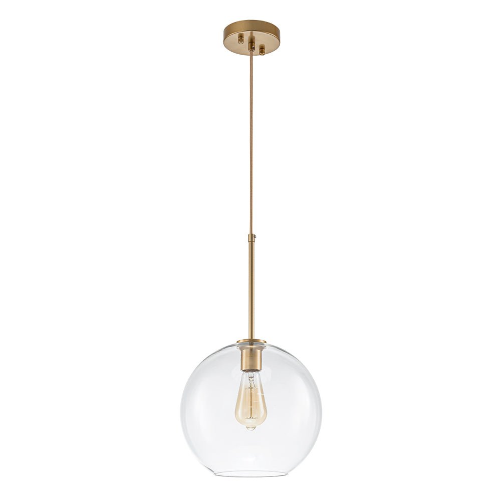 Gloriana Simple Mid-Century Clear Glass Pendant Light - Lamp Copper