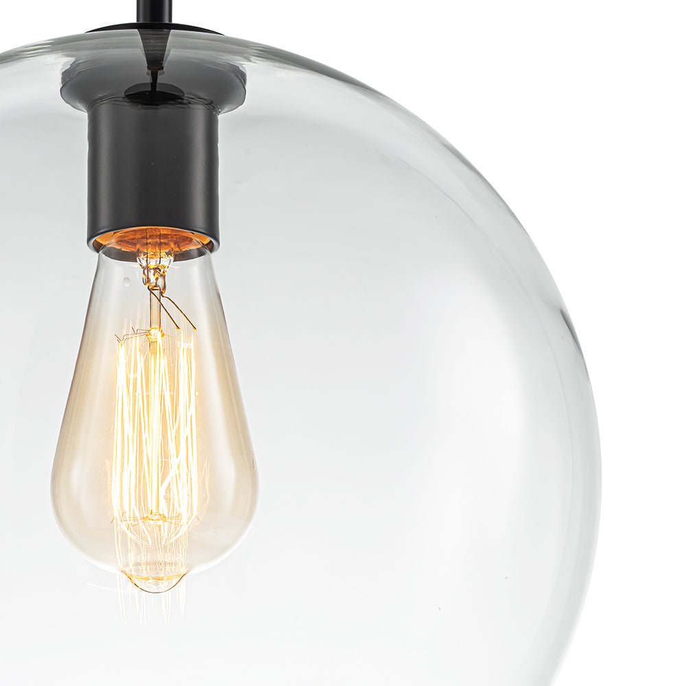 Gloriana Simple Mid-Century Clear Glass Pendant Light - Lamp Copper