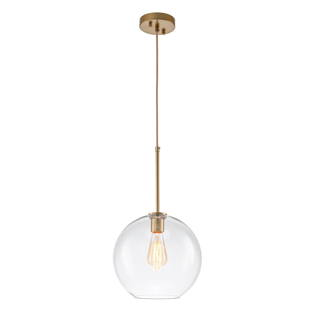 Gloriana Simple Mid-Century Clear Glass Pendant Light - Lamp Copper