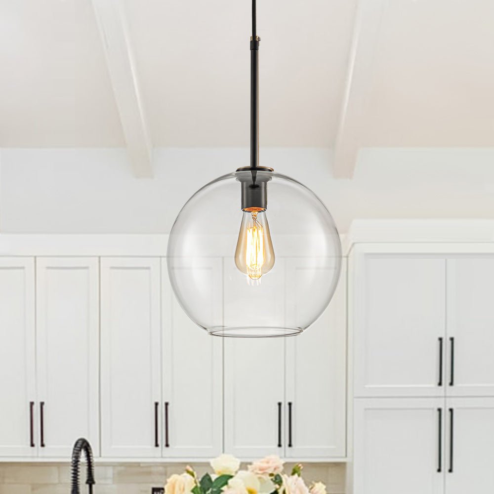 Gloriana Simple Mid-Century Clear Glass Pendant Light - Lamp Copper