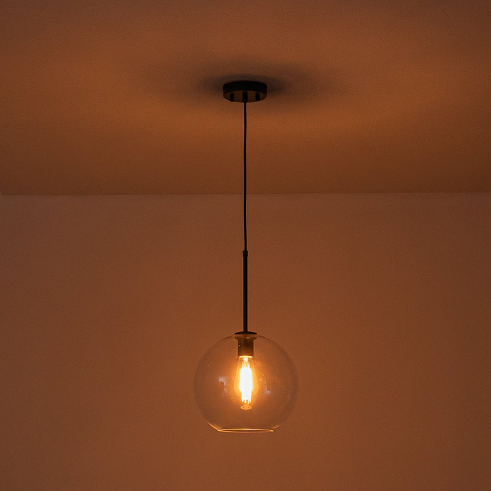 Gloriana Simple Mid-Century Clear Glass Pendant Light - Lamp Copper