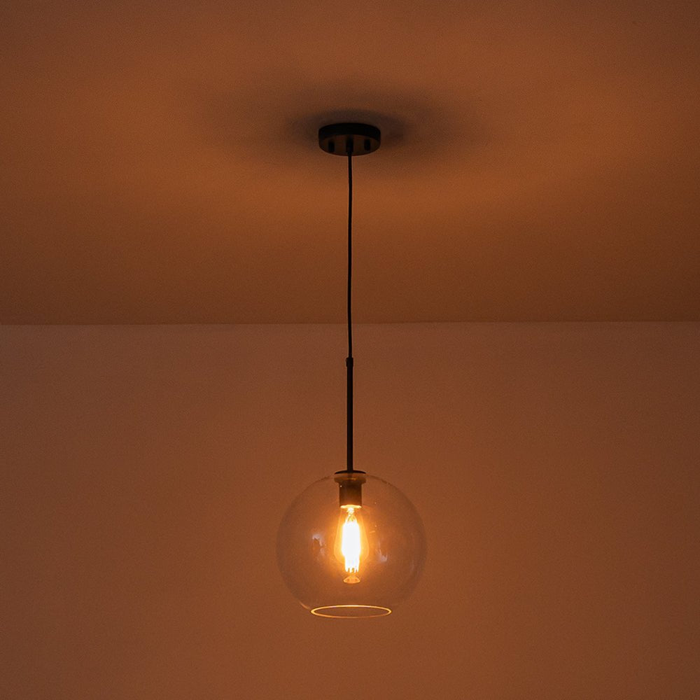 Gloriana Simple Mid-Century Clear Glass Pendant Light - Lamp Copper