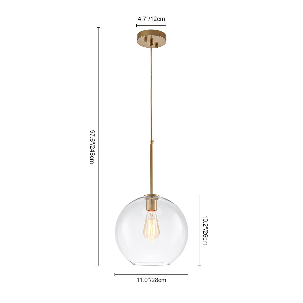 Gloriana Simple Mid-Century Clear Glass Pendant Light - Lamp Copper
