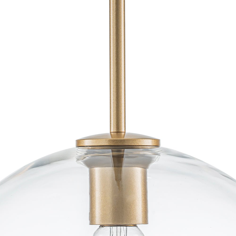 Gloriana Simple Mid-Century Clear Glass Pendant Light - Lamp Copper