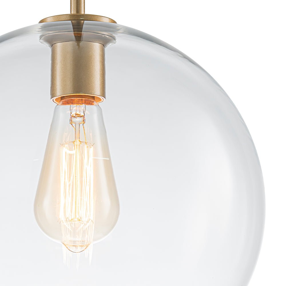 Gloriana Simple Mid-Century Clear Glass Pendant Light - Lamp Copper
