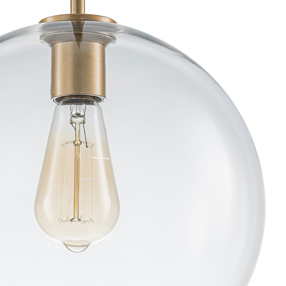Gloriana Simple Mid-Century Clear Glass Pendant Light - Lamp Copper
