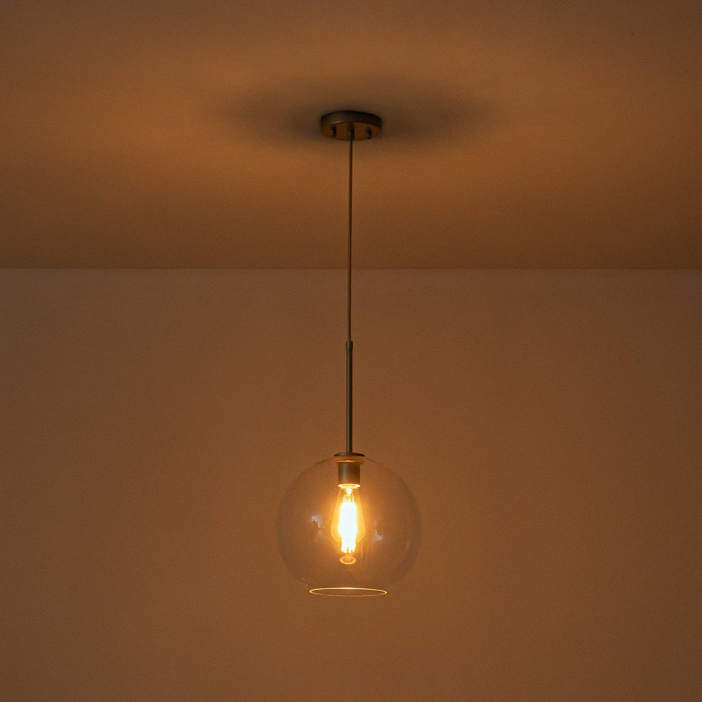 Gloriana Simple Mid-Century Clear Glass Pendant Light - Lamp Copper