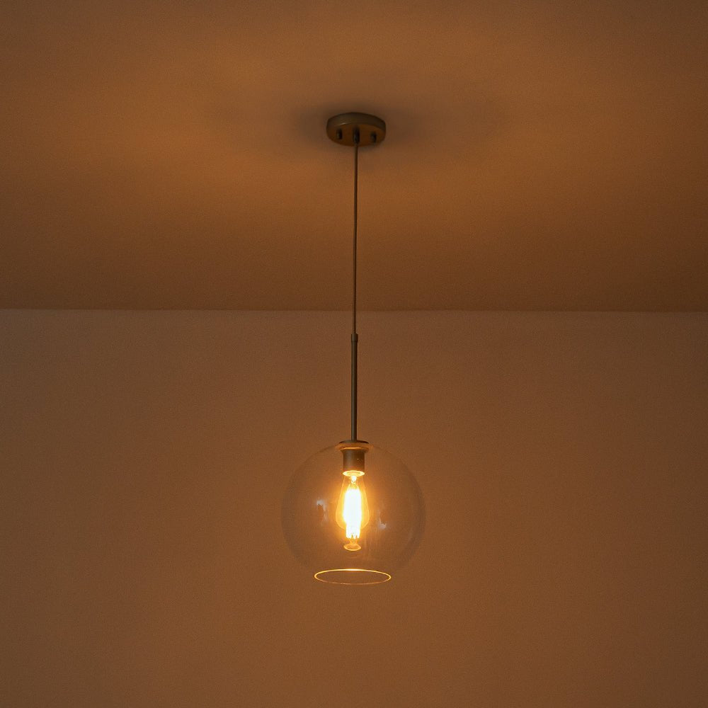 Gloriana Simple Mid-Century Clear Glass Pendant Light - Lamp Copper
