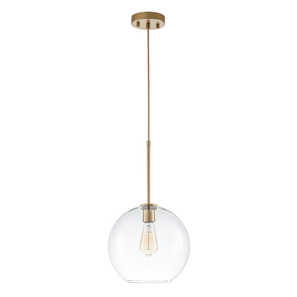 Gloriana Simple Mid-Century Clear Glass Pendant Light - Lamp Copper