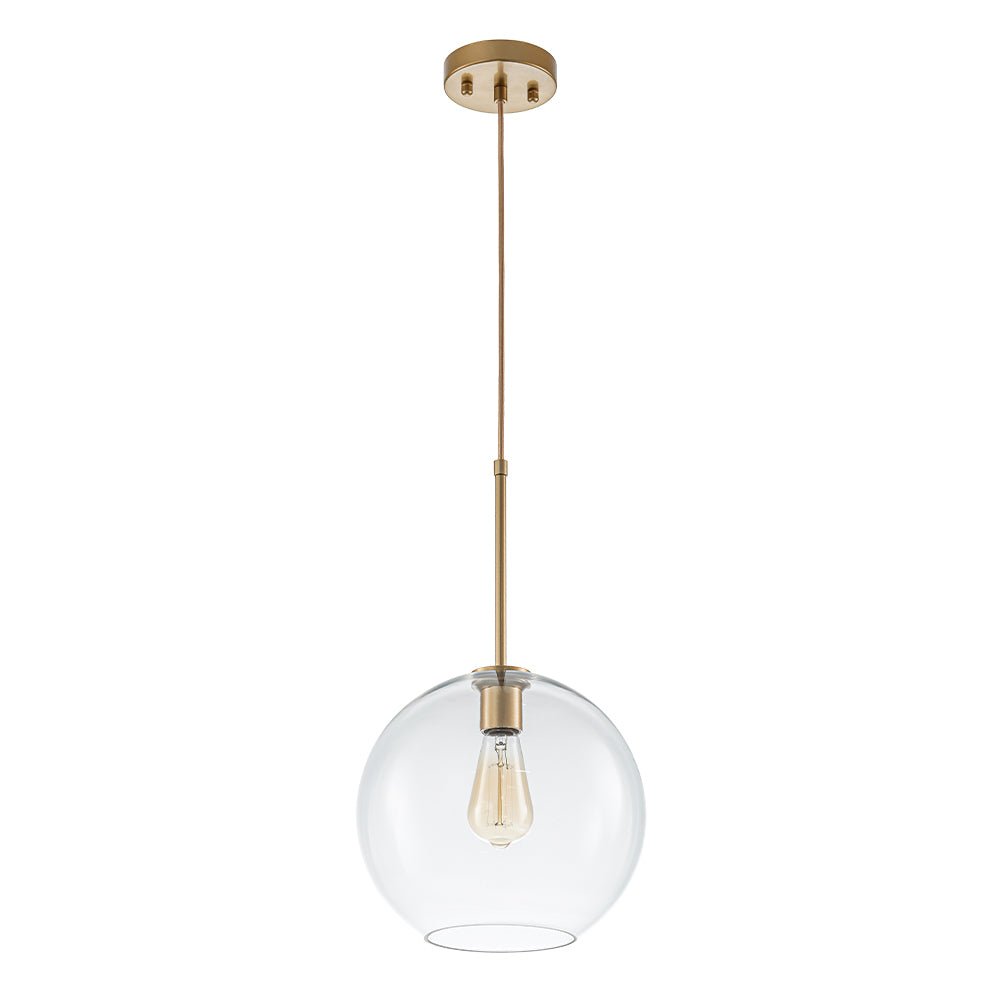 Gloriana Simple Mid-Century Clear Glass Pendant Light - Lamp Copper