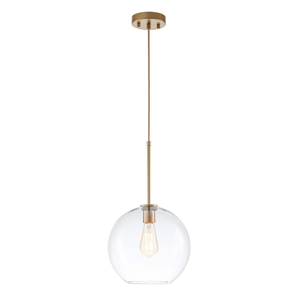 Gloriana Simple Mid-Century Clear Glass Pendant Light - Lamp Copper