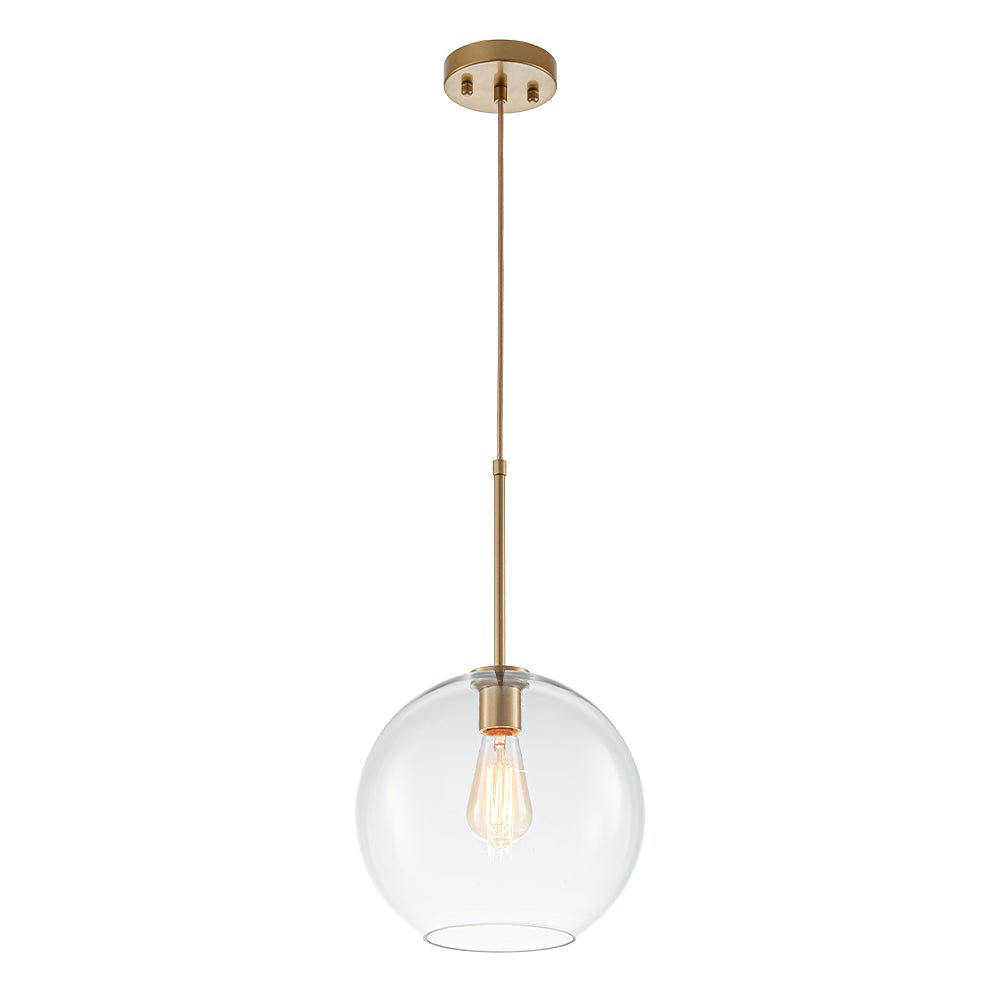 Gloriana Simple Mid-Century Clear Glass Pendant Light - Lamp Copper