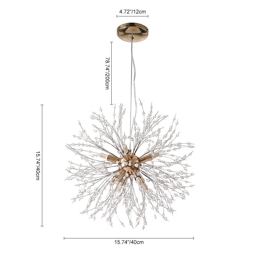 Alvsang Dandelion Crystal Metal Chandelier - Lamp Copper