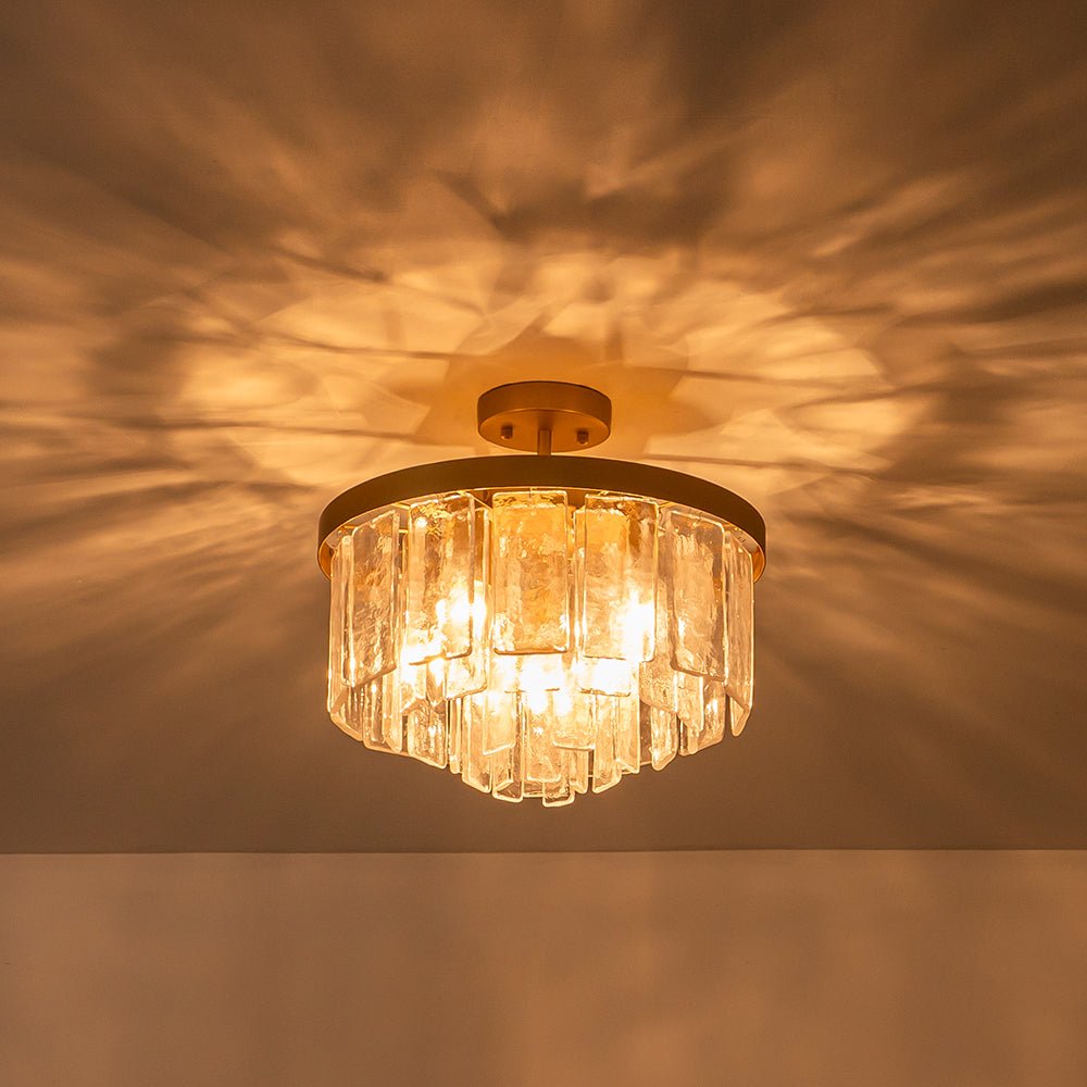 Stilla Traditional Glass Semi Flush Mount Ceiling Light - Lamp Copper
