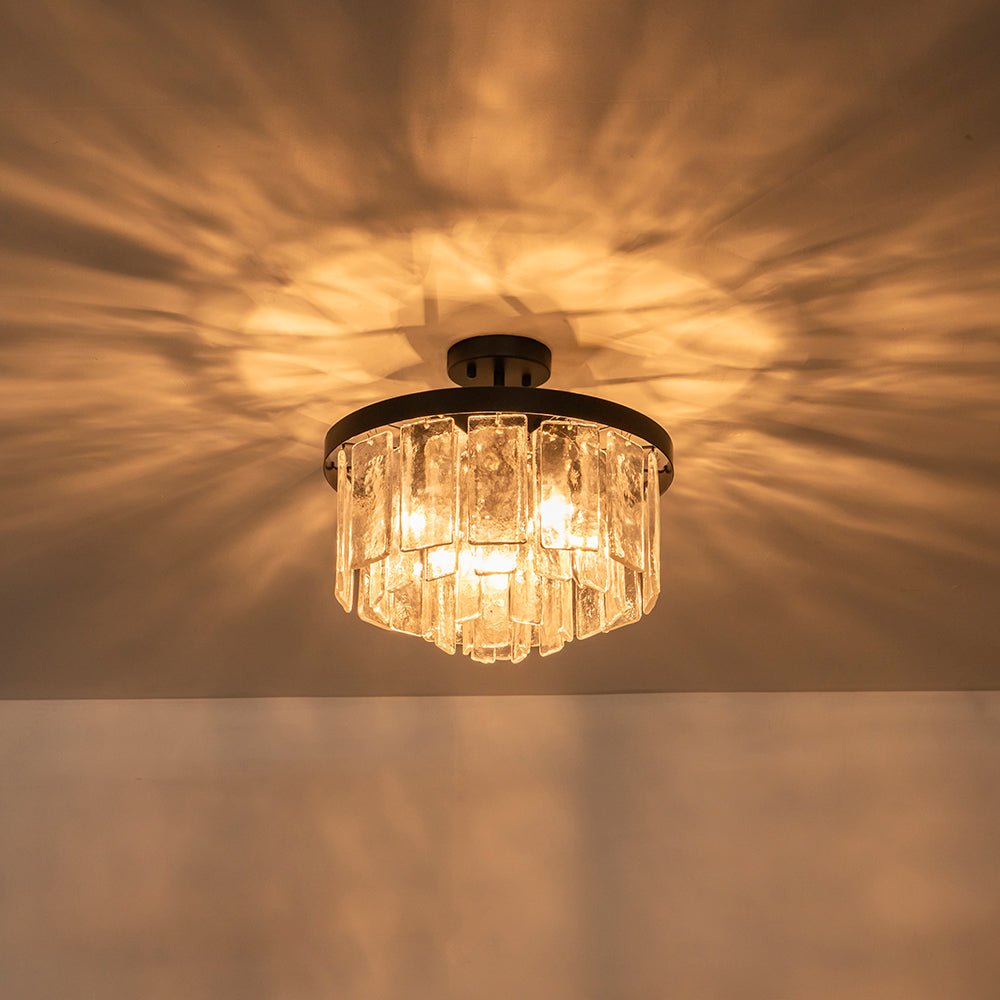 Stilla Traditional Glass Semi Flush Mount Ceiling Light - Lamp Copper