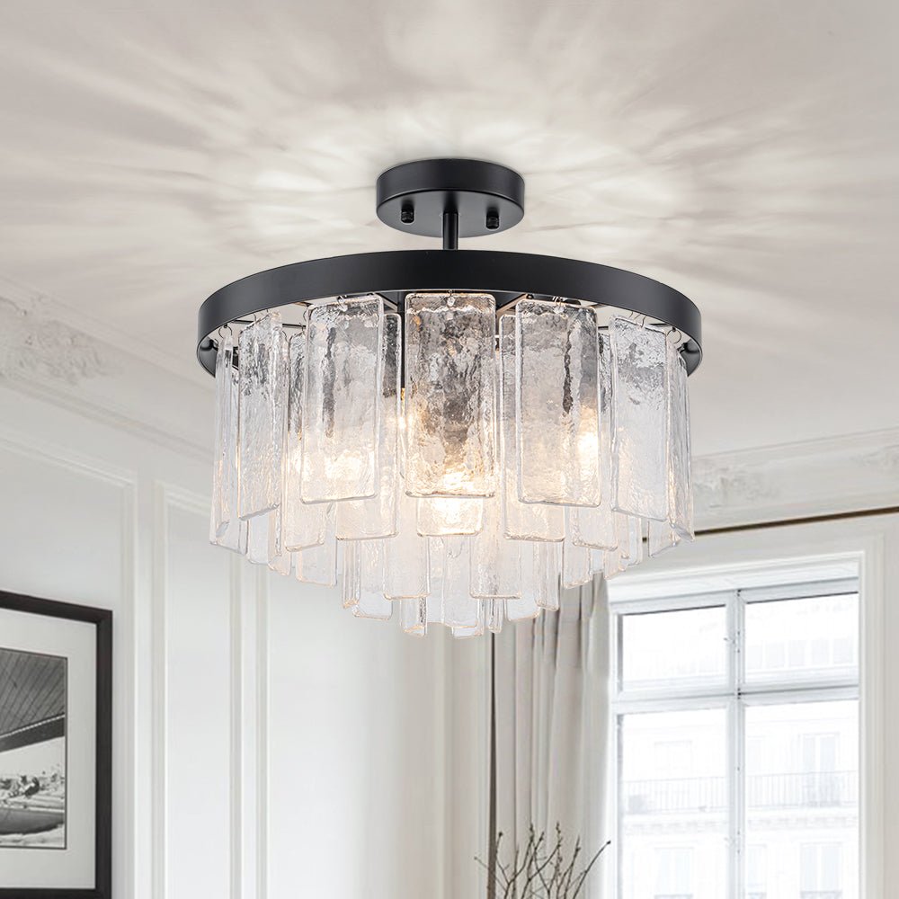 Stilla Traditional Glass Semi Flush Mount Ceiling Light - Lamp Copper