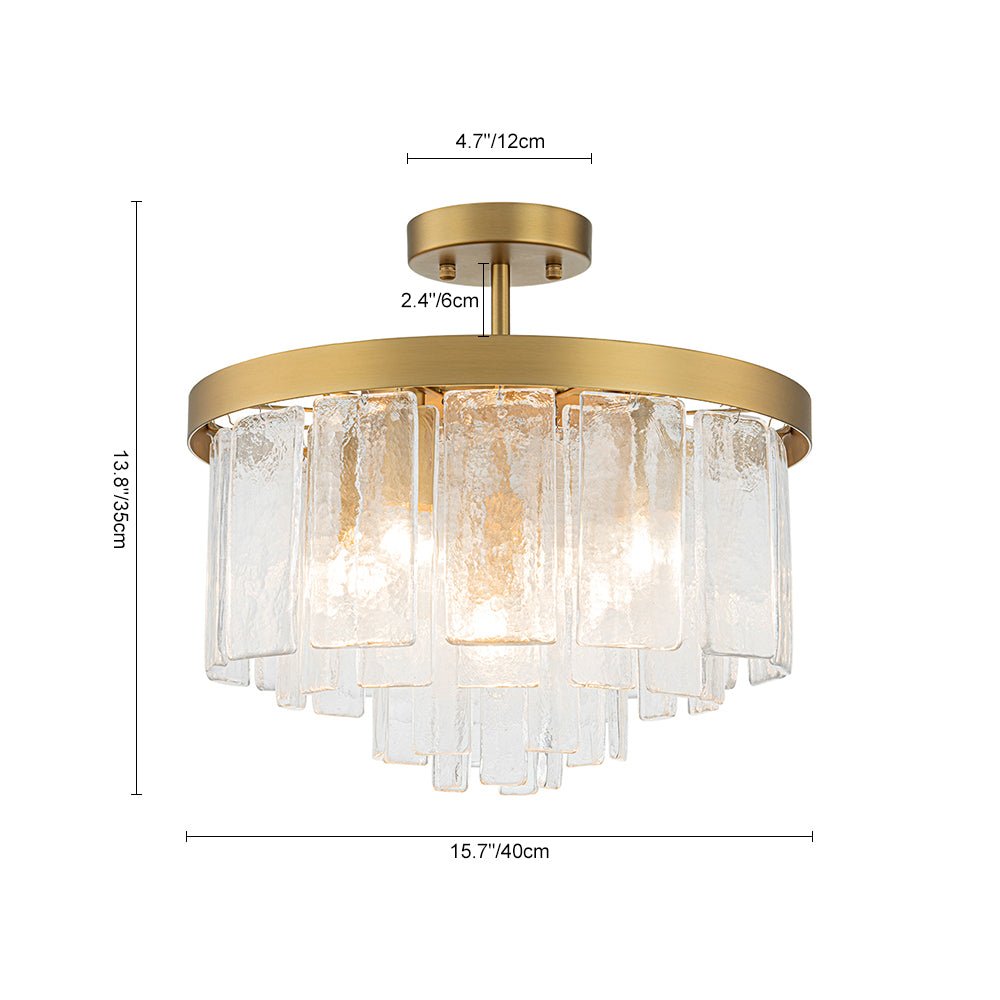 Stilla Traditional Glass Semi Flush Mount Ceiling Light - Lamp Copper
