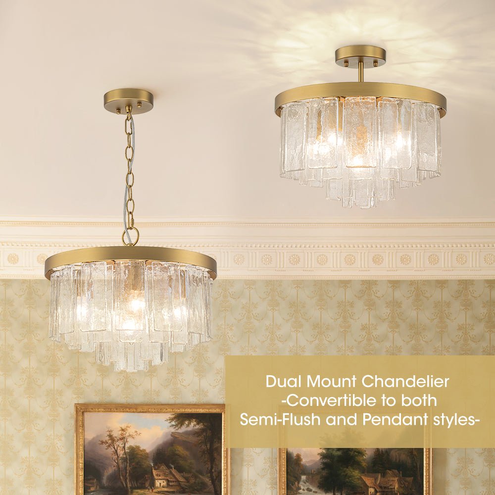 Stilla Traditional Glass Semi Flush Mount Ceiling Light - Lamp Copper