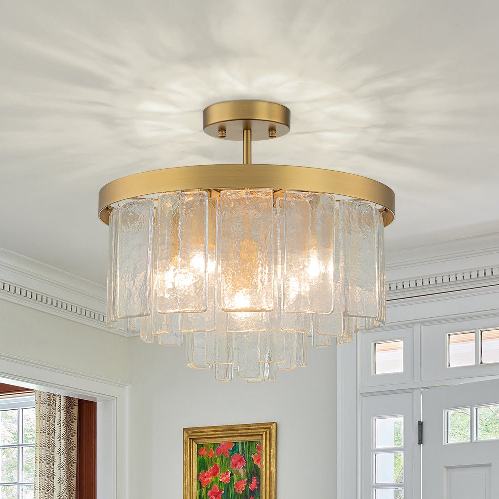 Stilla Traditional Glass Semi Flush Mount Ceiling Light - Lamp Copper