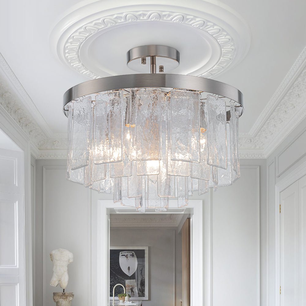 Stilla Traditional Glass Semi Flush Mount Ceiling Light - Lamp Copper