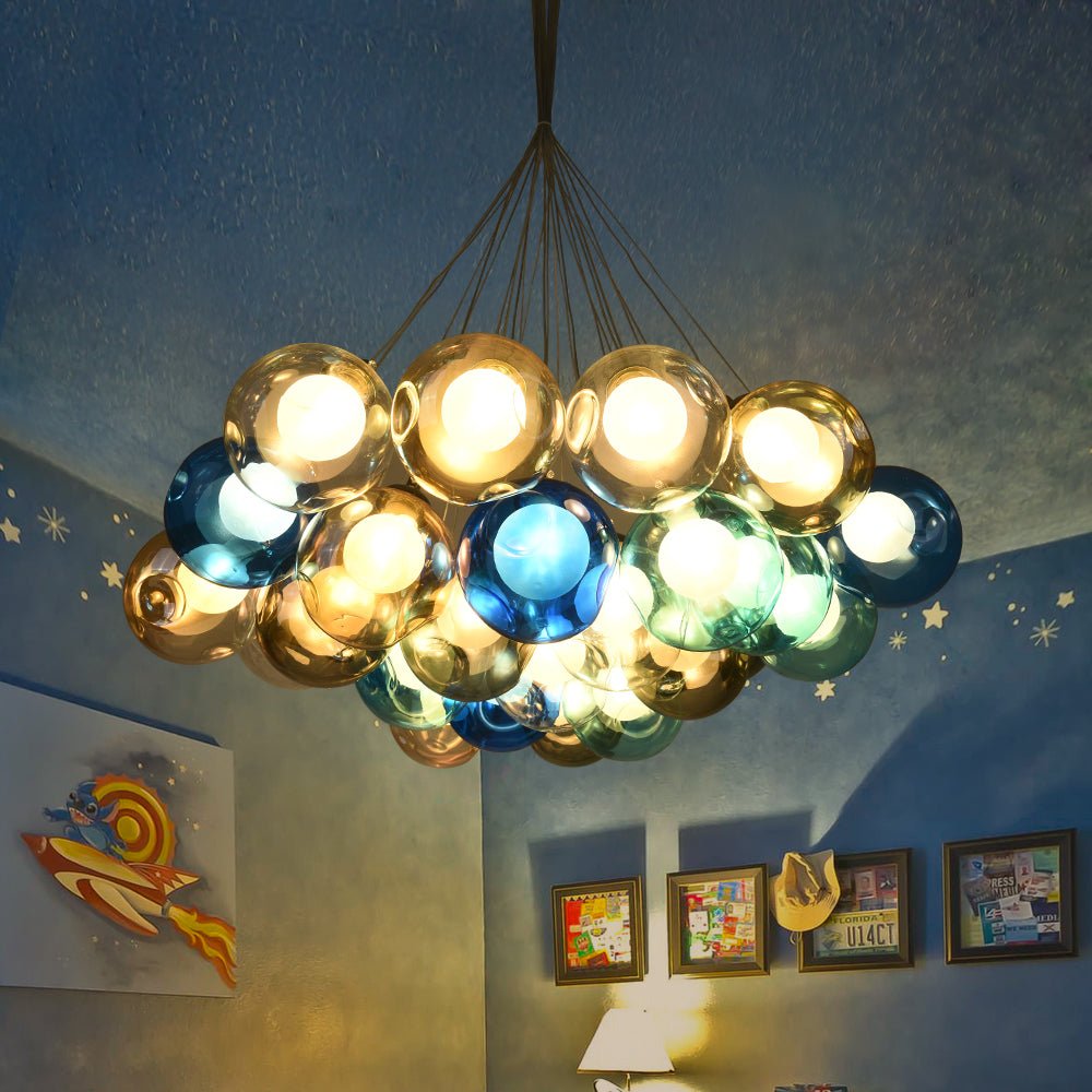 Wægnuli Unique Multi-Color Glass Chandelier - Lamp Copper