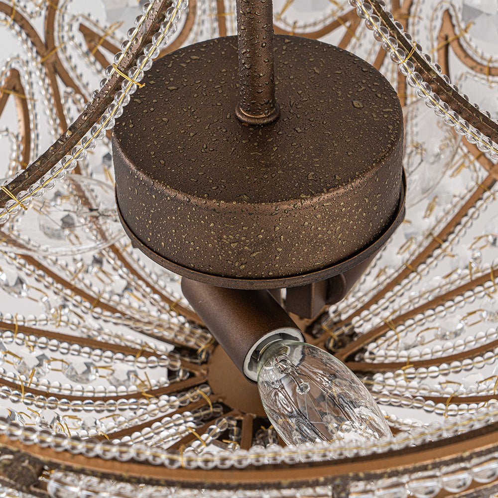 Vatnuli Traditional Antique Crystal Semi Flush Light - Lamp Copper