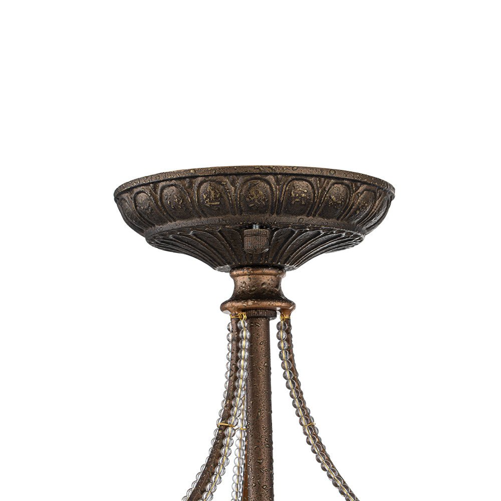 Vatnuli Traditional Antique Crystal Semi Flush Light - Lamp Copper
