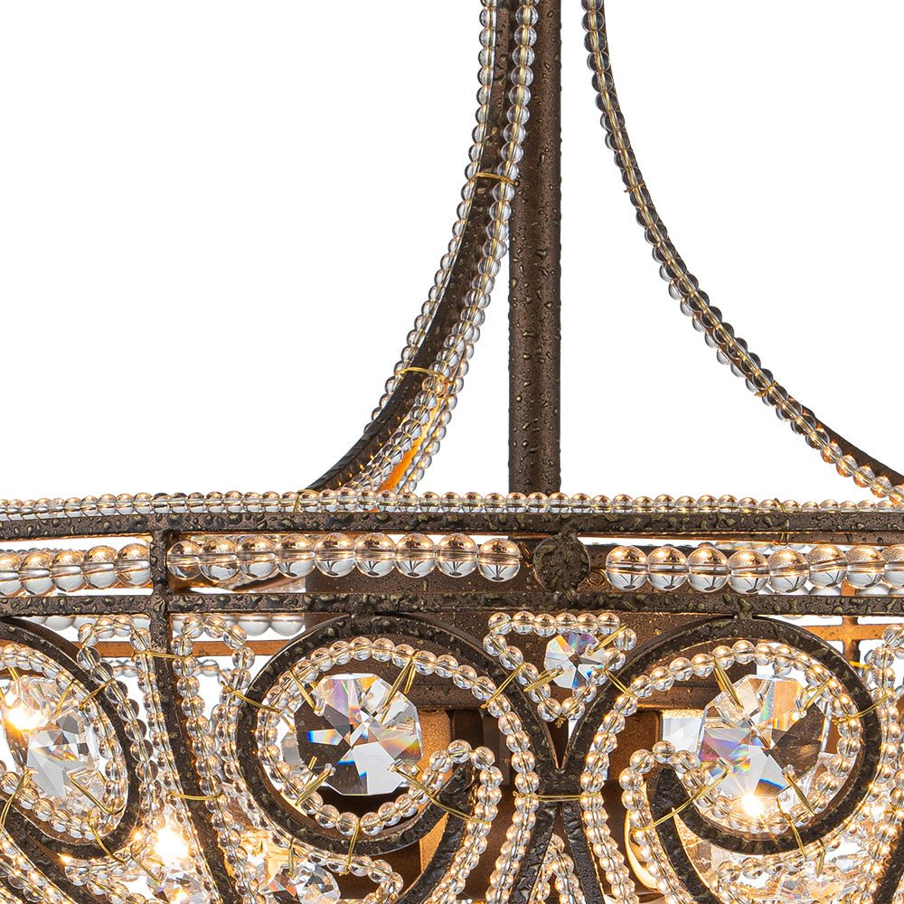 Vatnuli Traditional Antique Crystal Semi Flush Light - Lamp Copper