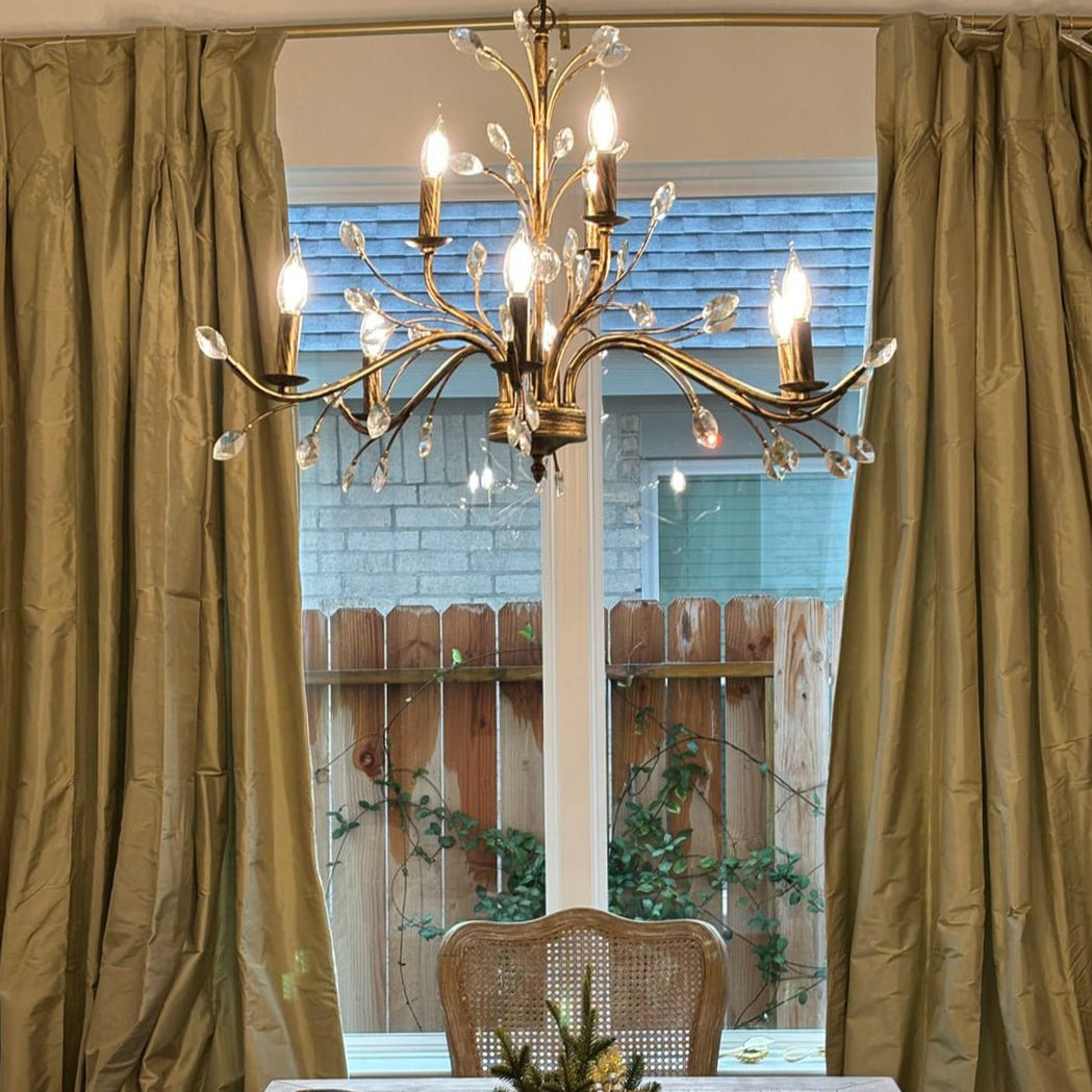 Jorne Vintage Antique Floral Crystal Chandelier - Lamp Copper