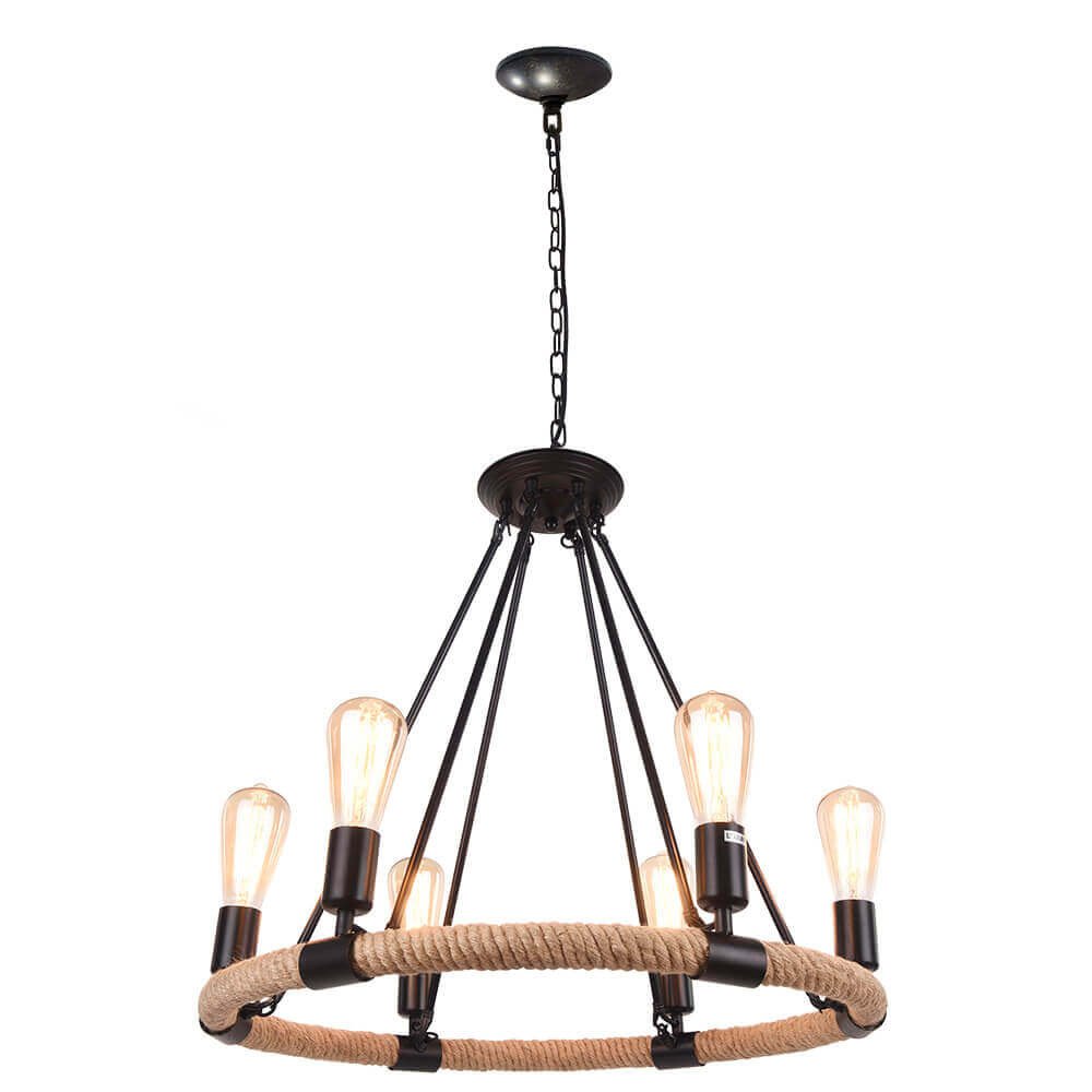 Vintage Metal Rope Chandelier - Lamp Copper