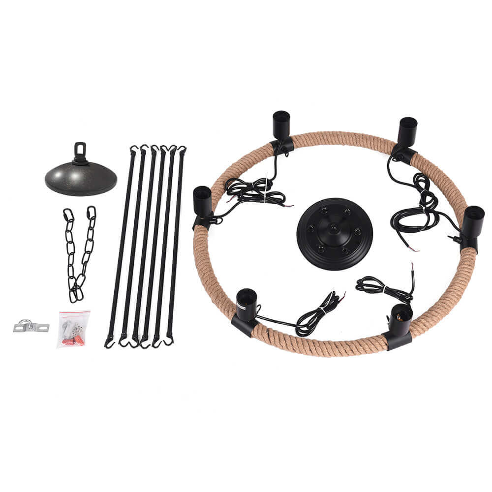 Vintage Metal Rope Chandelier - Lamp Copper