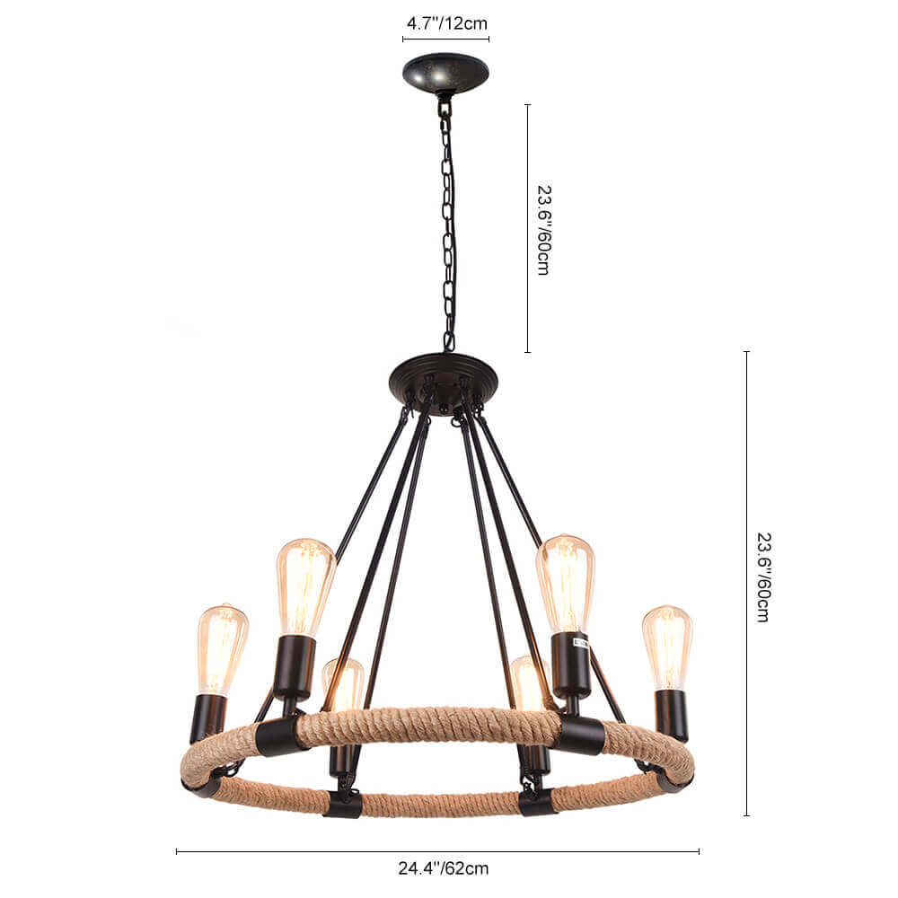 Vintage Metal Rope Chandelier - Lamp Copper