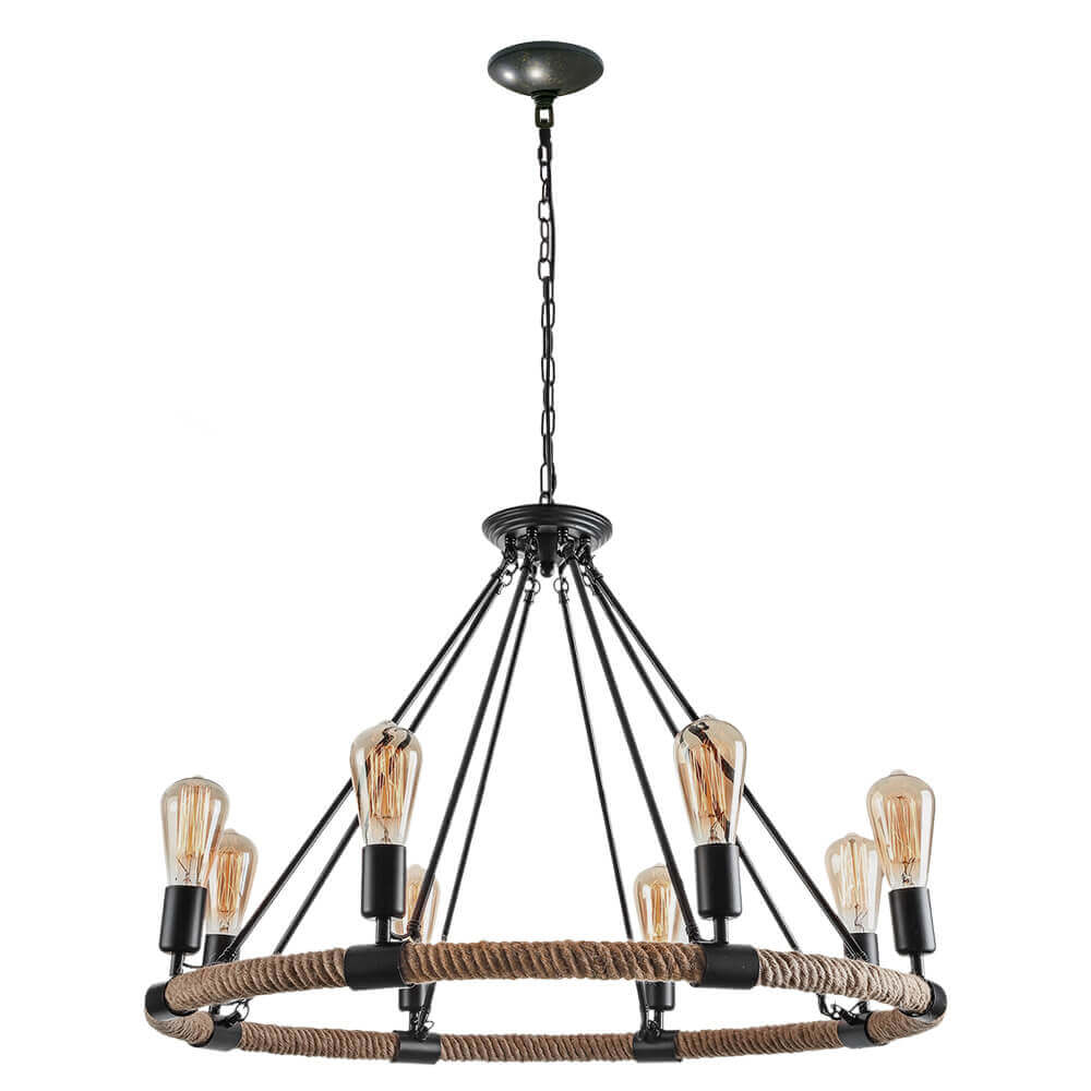 Vintage Metal Rope Chandelier - Lamp Copper