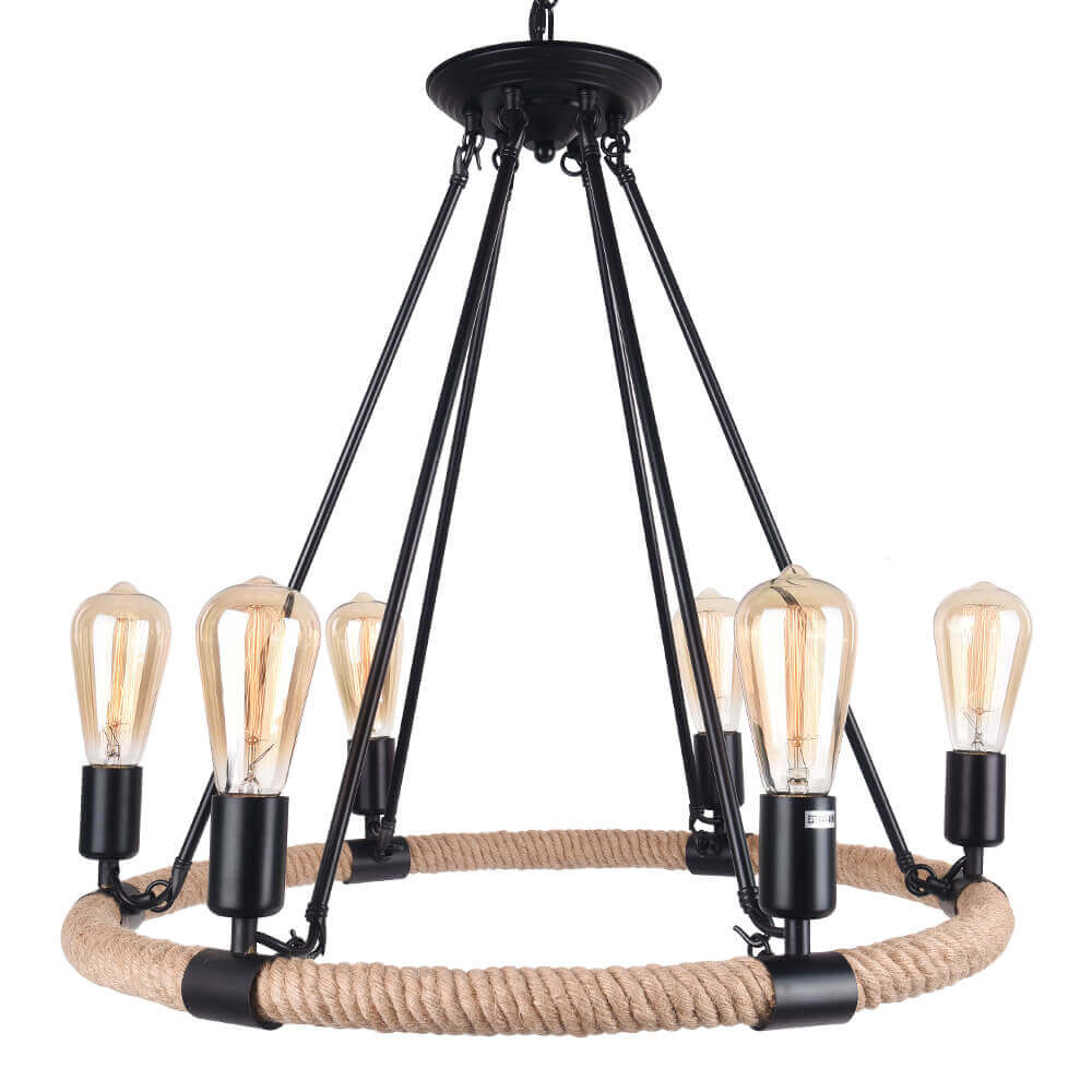 Vintage Metal Rope Chandelier - Lamp Copper